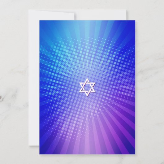 Bat Mitzvah Bold Retro Boho Blue Lila Gradient Einladung (Rückseite)