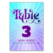Bat Mitzvah Bold Retro Boho Blue Lila Gradient Tischnummer (Vorderseite)