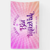 Bat Mitzvah Bold Retro Boho Pink Orange Gradient Banner (Vertikal)
