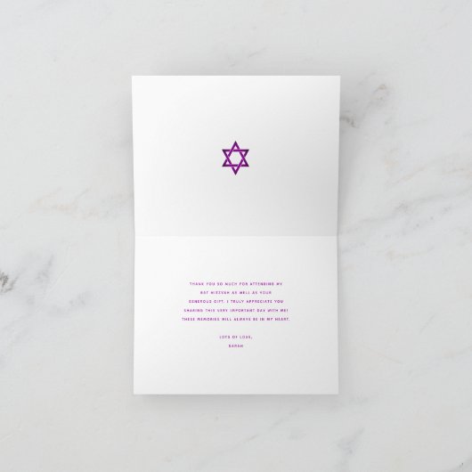 Bat Mitzvah Bold Retro Boho Pink Orange Gradient Dankeskarte (Innenseite)