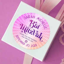 Bat Mitzvah Bold Retro Boho Pink Orange Gradient