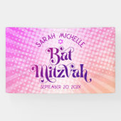 Bat Mitzvah Bold Retro Boho Rosa Orange Gradient Banner (Horizontal)