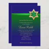 Bat Mitzvah Bright Blue & Green Ombre Ribbon Star Einladung (Vorne/Hinten)