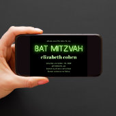 Bat Mitzvah Bright Green Neights Save the Date Einladung
