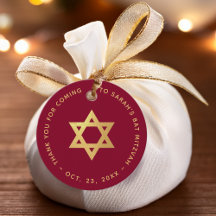 Bat Mitzvah Burgunderrot Faux Goldfolie Davidstern