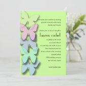 Bat Mitzvah Butterfly Border mehrfarbig Einladung (Stehend Vorderseite)