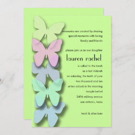 Bat Mitzvah Butterfly Border mehrfarbig Einladung