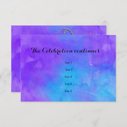 Bat Mitzvah Butterfly Lila und türkis gestrichen Einladung (Vorne/Hinten)