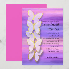 Bat Mitzvah Butterfly Pink Lila Wasser Einladung
