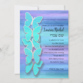 Bat Mitzvah Butterfly Türkisch Lila Wasserfarbe Einladung (Vorderseite)