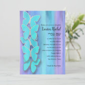 Bat Mitzvah Butterfly Türkisch Lila Wasserfarbe Einladung (Stehend Vorderseite)