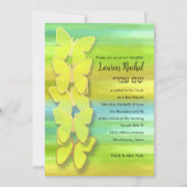 Bat Mitzvah Butterfly Watercolor Blau Gelb Einladung (Vorderseite)