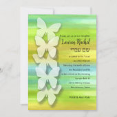 Bat Mitzvah Butterfly Watercolor Blau Gelb Einladung (Vorderseite)