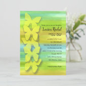 Bat Mitzvah Butterfly Watercolor Blau Gelb Einladung (Stehend Vorderseite)