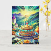 Bat Mitzvah Card, 5 Zoll x 7 Zoll geklappte Grußka Karte (Gelbe Blume)