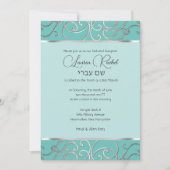 Bat Mitzvah Choose Colors Silver Filigree Einladung (Vorderseite)
