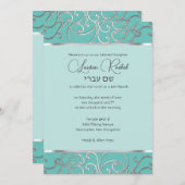 Bat Mitzvah Choose Colors Silver Filigree Einladung (Vorne/Hinten)