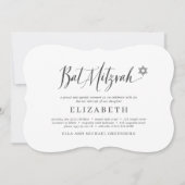 Bat Mitzvah Classic Script Moderne Typografie Einladung (Vorderseite)