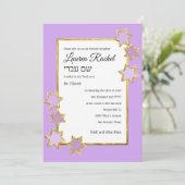 Bat Mitzvah Color White Center Gold Stars Einladung (Stehend Vorderseite)