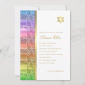 Bat Mitzvah Colorful Rainbow Star Damask Einladung (Vorderseite)