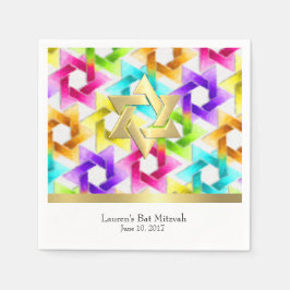 Bat Mitzvah Colorful Star Damask Serviette