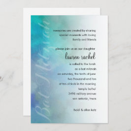 Bat Mitzvah Cool Colors Aqua Lila Einladung