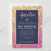 BAT MITZVAH cooler Marineboldgold Glitzer einladen Einladung (Vorderseite)