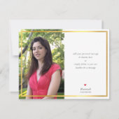 BAT MITZVAH DANK IHNEN modernes, rot-rosa Gold Dankeskarte (Rückseite)