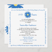Bat Mitzvah Delightful Daisy Message Text Blau Einladung (Vorne/Hinten)