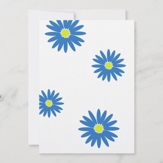 Bat Mitzvah Delightful Daisy Message Text Blau Einladung (Rückseite)