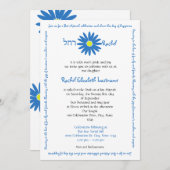 Bat Mitzvah Delightful Daisy Message Text Blau Einladung (Vorne/Hinten)