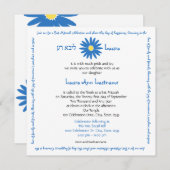 Bat Mitzvah Delightful Daisy Message Text Blau Einladung (Vorne/Hinten)