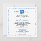 Bat Mitzvah Delightful Daisy Message Text Blau Einladung (Vorderseite)