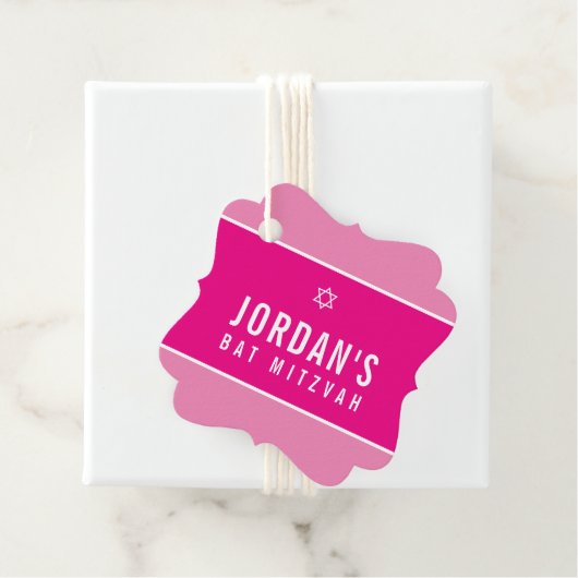 BAT MITZVAH einfach, modern und hell rosa Geschenkanhänger (Beispiel)