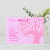 Bat Mitzvah Einladung Baum des Lebens Rosa Süß 16 (Stehend Vorderseite)