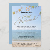 Bat mitzvah Einladung: Beach theme, QR Einladung (Vorne/Hinten)