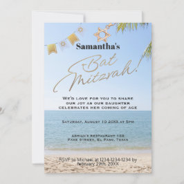 Bat mitzvah Einladung: Beach theme, QR Einladung