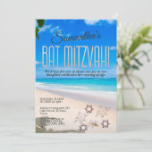 Bat mitzvah Einladung: Beach theme, QR Einladung (Stehend Vorderseite)