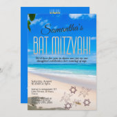 Bat mitzvah Einladung: Beach theme, QR Einladung (Vorne/Hinten)