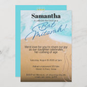 Bat mitzvah Einladung: Beach theme, QR Einladung (Vorne/Hinten)