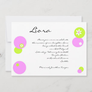 Bat Mitzvah Einladung CIrcles Pink Green