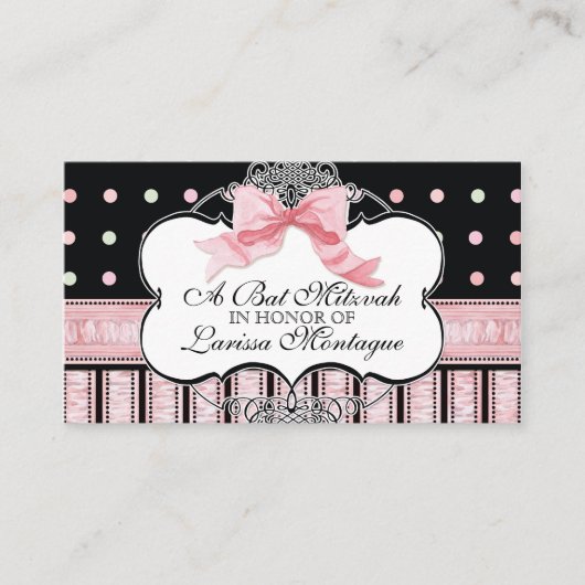 Bat Mitzvah Einladung - Französischer Bow Dot Swir (Vorderseite)