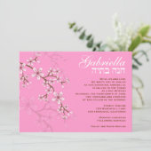 Bat Mitzvah Einladung Gabriella Pink Blume (Stehend Vorderseite)