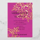 Bat Mitzvah Einladung Gold Floral auf jeder Farbe (Vorderseite)