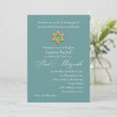 Bat Mitzvah Einladung Gold Star von David (Stehend Vorderseite)