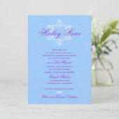 Bat Mitzvah Einladung Hailey mit Damask Blue (Stehend Vorderseite)