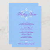 Bat Mitzvah Einladung Hailey mit Damask Blue (Vorne/Hinten)