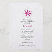 Bat Mitzvah Einladung Hebräisch mit Pink Daisy (Vorne/Hinten)