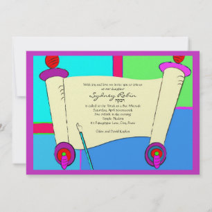 Bat Mitzvah Einladung Hebräische Torah Pink Lila