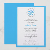 Bat Mitzvah Einladung Hebrew Blue Daisy (Vorne/Hinten)